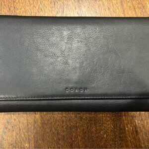 Vintage Coach Trifold Black Leather Wallet